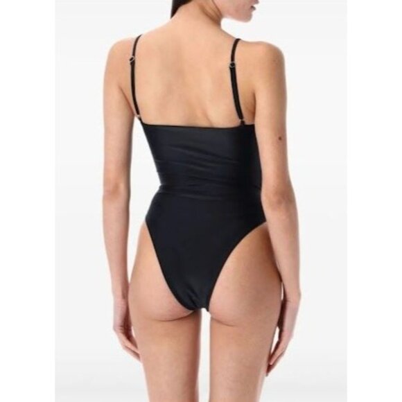 Swim by DI Black Cut-Out One-Piece Swimsuit With Rings & Adjustable Straps M - Picture 5 of 13